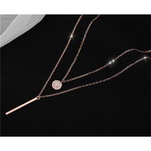Gold Plated Necklace Double Layer for Woman